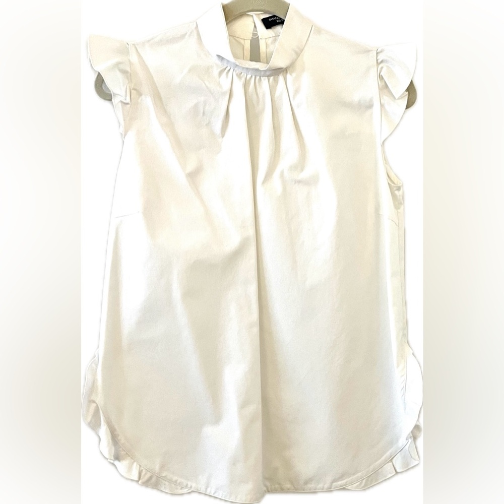 Shanghai Tang Elegant White Ruffle Blouse Size 40 (4)